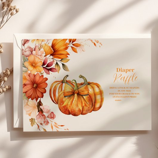 Ein kleiner Pumpkin Fall Floral Baby Diaper Raffle Begleitkarte