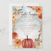 Ein kleiner Pumpkin | Fall Floral Baby Dusche Einladung (Vorderseite)