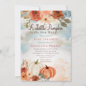 Ein kleiner Pumpkin | Fall Floral Girl Baby Sprink Einladung (Vorderseite)