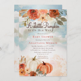 Ein kleiner Pumpkin | Fall Floral Girl Babydusche Einladung