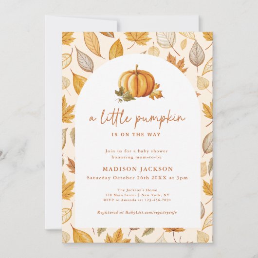 Ein kleiner Pumpkin Fall Foliage Arch Einladung (Vorderseite)