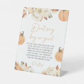 Ein kleiner Pumpkin Fall sagt kein Baby-Spiel Sockelschild (Vorderseite)