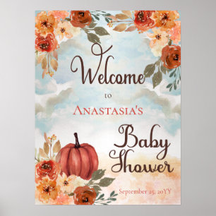 Ein kleiner Pumpkin Floral Girl Baby Dusche Will Poster