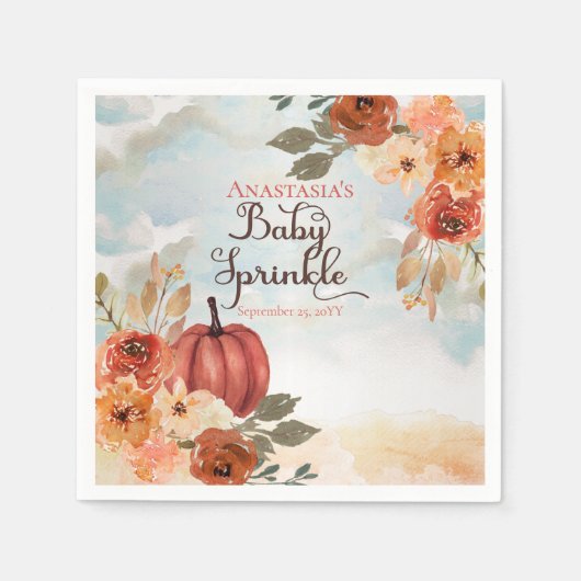 Ein kleiner Pumpkin | Floral Girl Baby Sprinkle Serviette (Vorderseite)