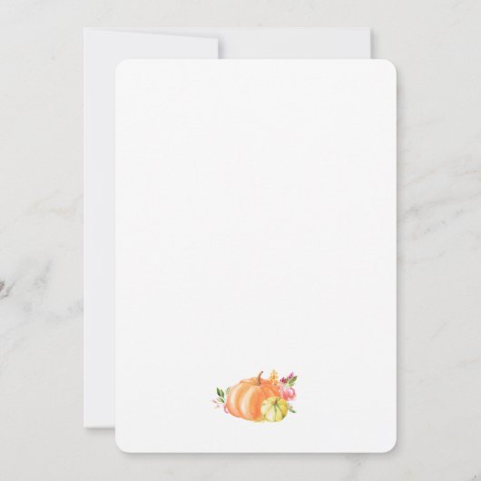 Ein kleiner Pumpkin Fox ist auf dem Weg Baby Dusch Einladung (Rückseite)