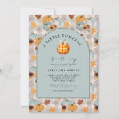 Ein kleiner Pumpkin ist auf dem Weg Herbst Baby Du Einladung (Vorderseite)