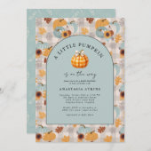 Ein kleiner Pumpkin ist auf dem Weg Herbst Baby Du Einladung (Vorne/Hinten)