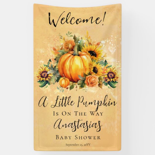 Ein kleiner Pumpkin | Sonnenblumen Herbstdusche Banner (Vertikal)