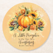 Ein kleiner Pumpkin | Sonnenblumen Herbstdusche Runder Pappuntersetzer (Vorderseite)