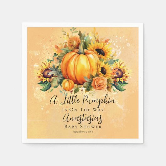 Ein kleiner Pumpkin | Sonnenblumen Herbstdusche Serviette (Vorderseite)