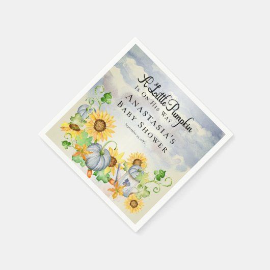 Ein kleiner Pumpkin | Sonnenblumen Kinderdusche Serviette (Ecke)