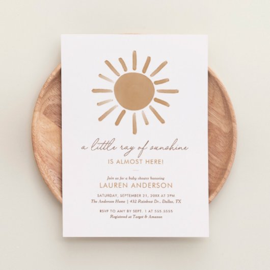 Ein kleiner Ray der Sonnenschein-Boho-Babydusche Einladung