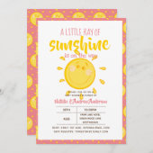 Ein kleiner Ray Of SUNSHINE ist unterwegs - rosa Einladung (Vorne/Hinten)