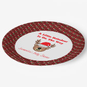 Ein kleiner Rentier ist auf dem Weg zu Papiertüte Pappteller (Schrägansicht)