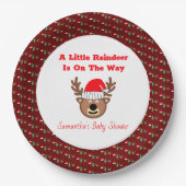 Ein kleiner Rentier ist auf dem Weg zu Papiertüte Pappteller (Vorderseite)