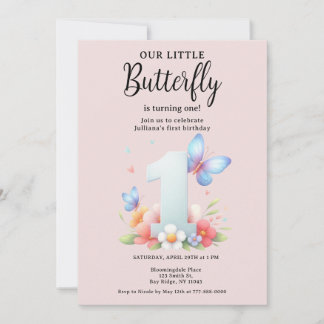 Ein kleiner Schmetterling 1. Geburtstag Niedlicher Einladung