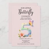 Ein kleiner Schmetterling 5. Geburtstag Niedlicher Einladung (Vorne/Hinten)