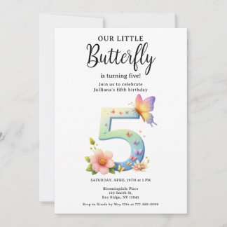 Ein kleiner Schmetterling 5. Geburtstag Niedlicher Einladung