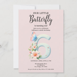 Ein kleiner Schmetterling, 6. Geburtstag, Niedlich Einladung