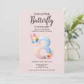 Ein kleiner Schmetterling, 8. Geburtstag, Niedlich Einladung (Stehend Vorderseite)