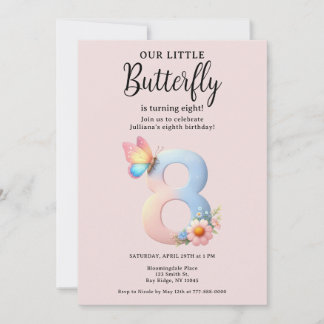 Ein kleiner Schmetterling, 8. Geburtstag, Niedlich Einladung