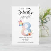 Ein kleiner Schmetterling, 8. Geburtstag, Niedlich Einladung (Stehend Vorderseite)