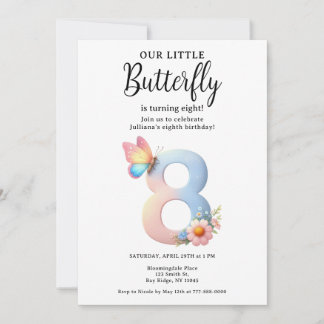 Ein kleiner Schmetterling, 8. Geburtstag, Niedlich Einladung
