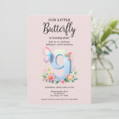 Ein kleiner Schmetterling, 9. Geburtstag, Niedlich Einladung (Stehend Vorderseite)