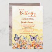 Ein kleiner Schmetterling floral whimsical Baby Du Einladung (Vorne/Hinten)
