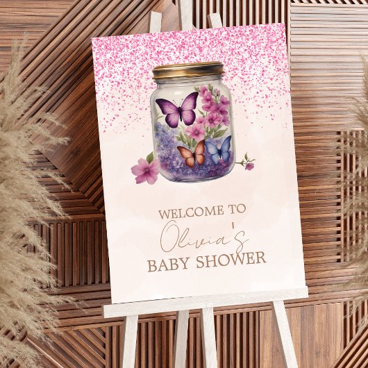 Ein kleiner Schmetterling in einem Glas Floral Bab Poster