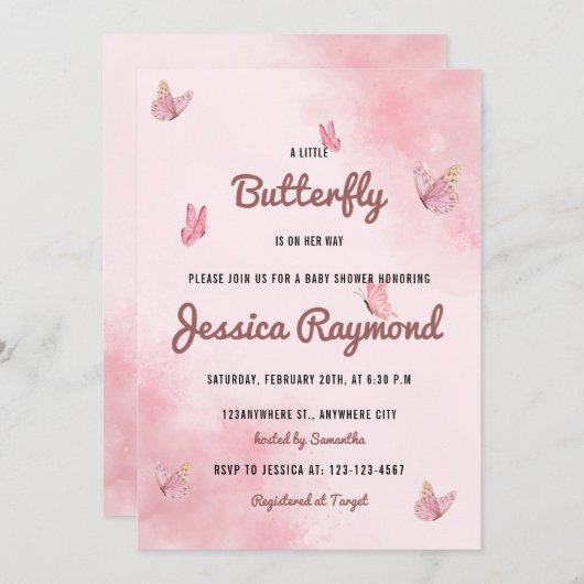 Ein kleiner Schmetterling ist auf dem Weg nach Pin Einladung (Vorne/Hinten)