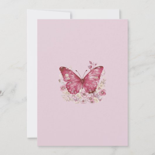 Ein kleiner Schmetterling ist auf dem Weg zur Baby Einladung (Rückseite)