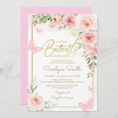 Ein kleiner Schmetterling ist auf dem Weg zur Baby Einladung (Vorne/Hinten)