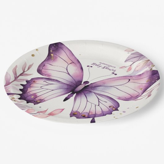 Ein kleiner Schmetterling ist auf dem Weg zur Baby Pappteller (Schrägansicht)