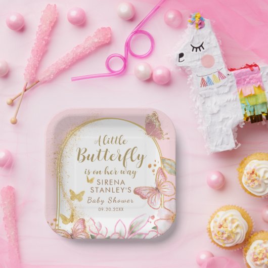 Ein kleiner Schmetterling ist auf dem Weg zur Mädc Pappteller (Party)