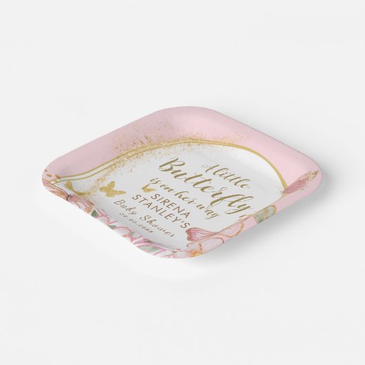 Ein kleiner Schmetterling ist auf dem Weg zur Mädc Pappteller (Gewinkelt)