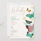 Ein kleiner Schmetterling macht einen 1. Geburtsta Einladung (Vorderseite)