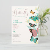 Ein kleiner Schmetterling macht einen 1. Geburtsta Einladung (Stehend Vorderseite)