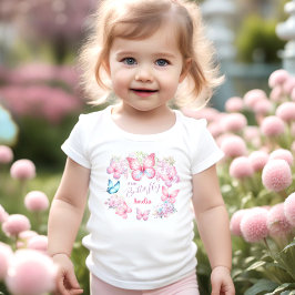 Ein kleiner Schmetterling rosa Lila Blumensommerna Kleinkind T-shirt
