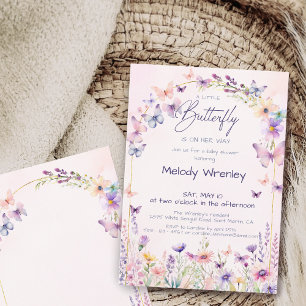 Ein kleiner Schmetterling Rosa Mädchen Baby Shower Einladung