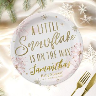 Ein kleiner Schneeflocke Baby Shower Personalisier Pappteller