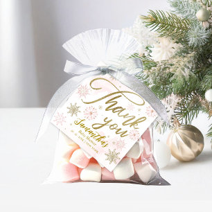 Ein kleiner Schneeflocke Rosa Baby Shower Danke Geschenkanhänger