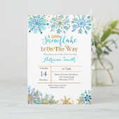 Ein kleiner Schneeflocken ist auf dem Weg Babydusc Einladung (Stehend Vorderseite)