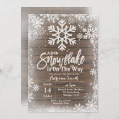 Ein kleiner Schneeflocken ist auf dem Weg Babydusc Einladung (Vorne/Hinten)
