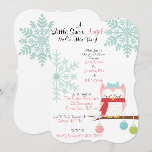 Ein kleiner Schneegel Einladung (Vorne/Hinten)