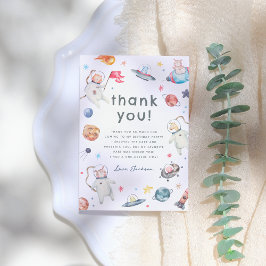 Ein kleiner Schritt | Weltraumtiere 1. Geburtstag  Dankeskarte