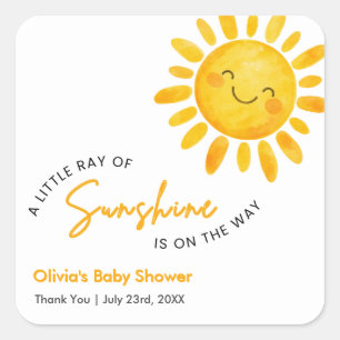 Ein kleiner Sonnenschein Baby Shower Quadratischer Aufkleber