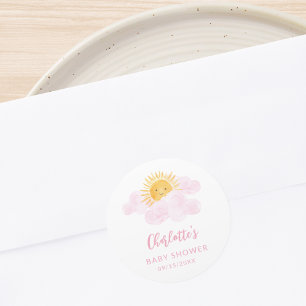 Ein kleiner Sonnenstrahl Baby Shower Runder Aufkleber