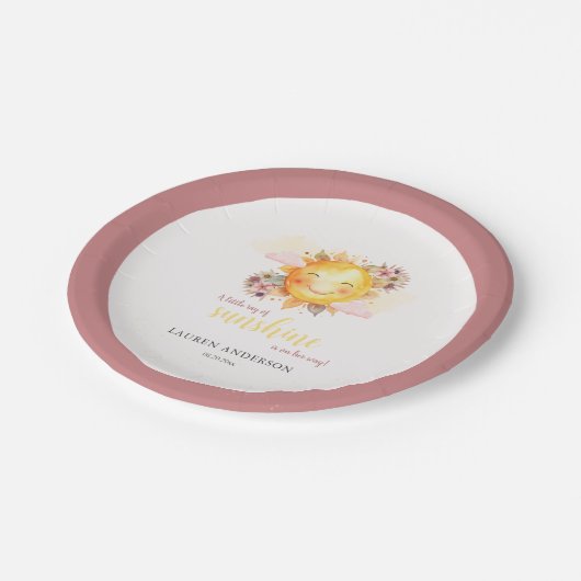 Ein kleiner Sonnenstrahl ist auf dem Weg Boho Girl Pappteller (Schrägansicht)