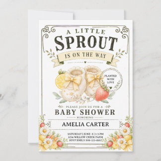 Ein kleiner Spross ist auf dem Weg Baby Shower Gel Einladung